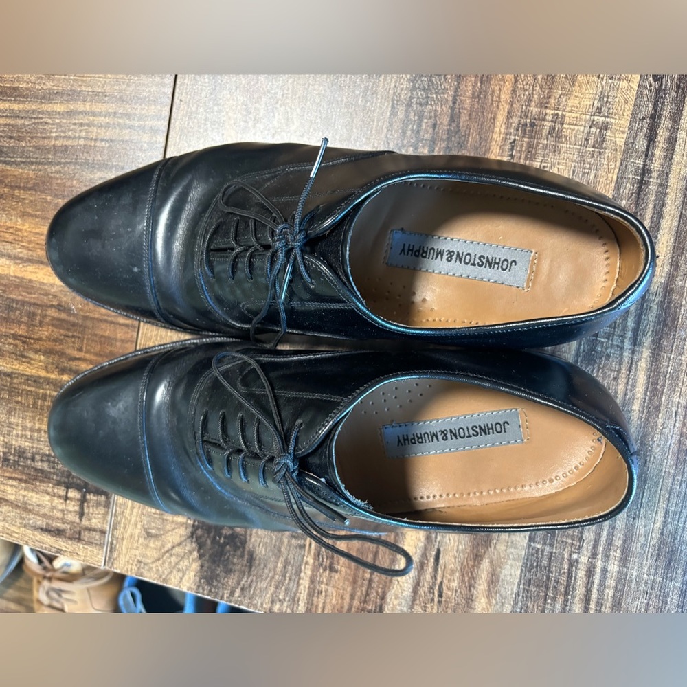 Johnston & Murphy Classic Black Leather Oxfords